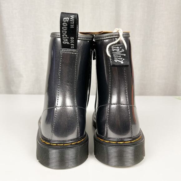 NWT Dr Martens 1460 Y Chrome Metallic Grey Leather Ankle Boots US 6 Docs Zip - Picture 7 of 8